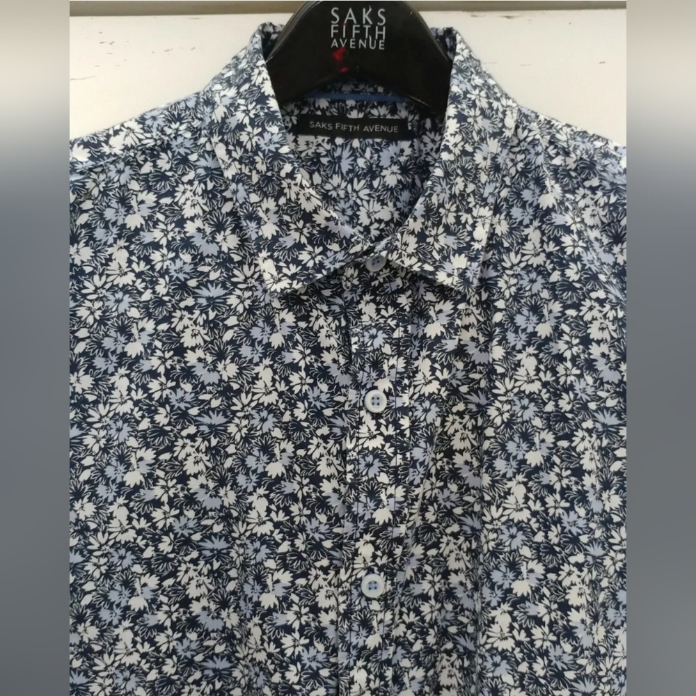 SAKS FIFTH AVENUE MEN'S COTTON FLORAL SHORT SLEEVE SHIRT SIZE XL NWOT $168